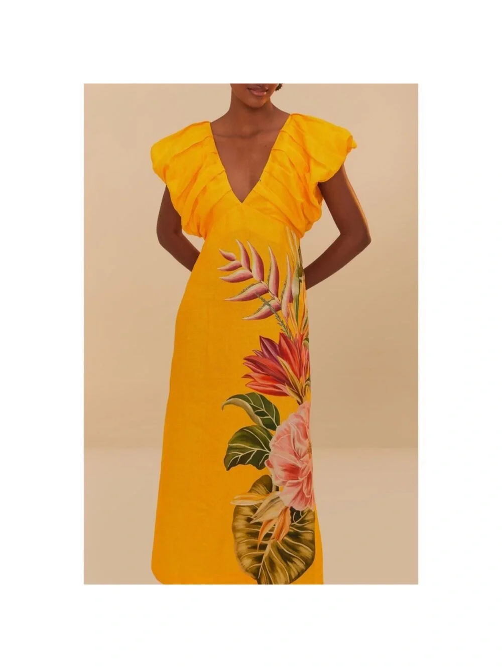 FARM Rio Off White Spring Awakening Tropical-Print Midi Dress - Picture 4 of 7